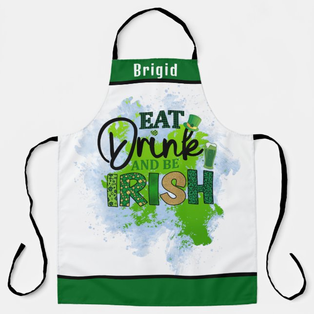  Personalized Funny Irish Beer Lover Womens & Mens Apron (Front)