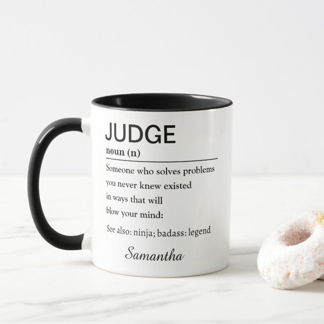 Personalized Funny Judge Definition Mug (With Donut)