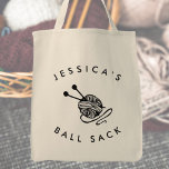 Personalized Funny Knitting Ball Sack Tote Bag<br><div class="desc">Check out these cool tote bags for your crafting. They feature a ball of yarn and a customizable name. Perfect to store all your yarn, or latest knitting project. This is a perfect knitting storage bag for a knitting project or a crochet project. You can keep all your tools together...</div>