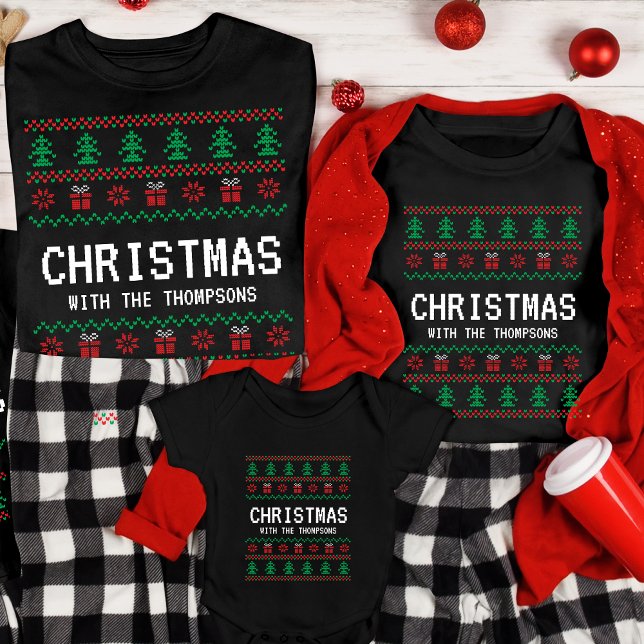 Personalized Funny Matching Ugly Christmas Family T-Shirt (Creator Uploaded)