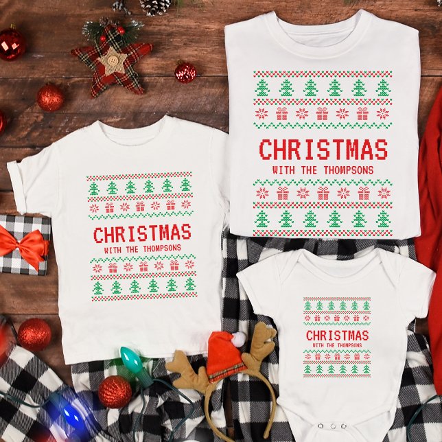 Personalized Funny Matching Ugly Christmas Family T-Shirt (Creator Uploaded)