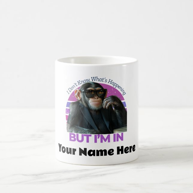 Personalized Funny Monkey Meme | Retro Minimalist  Coffee Mug (Center)