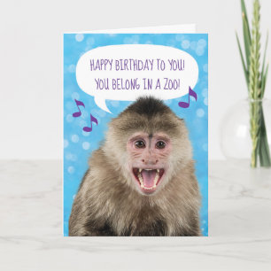 Personalized Funny Monkey Singing Birthday Card