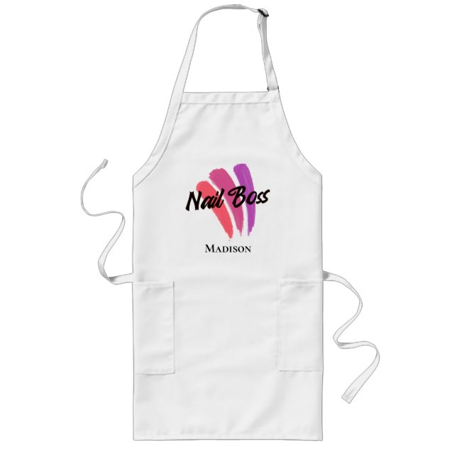 Personalized Funny Nail Tech Long Apron (Front)