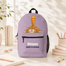 Personalized Funny Orange Cat Mauve Girls Backpack