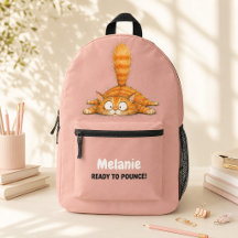 Personalized Funny Orange Cat Pink Kids School