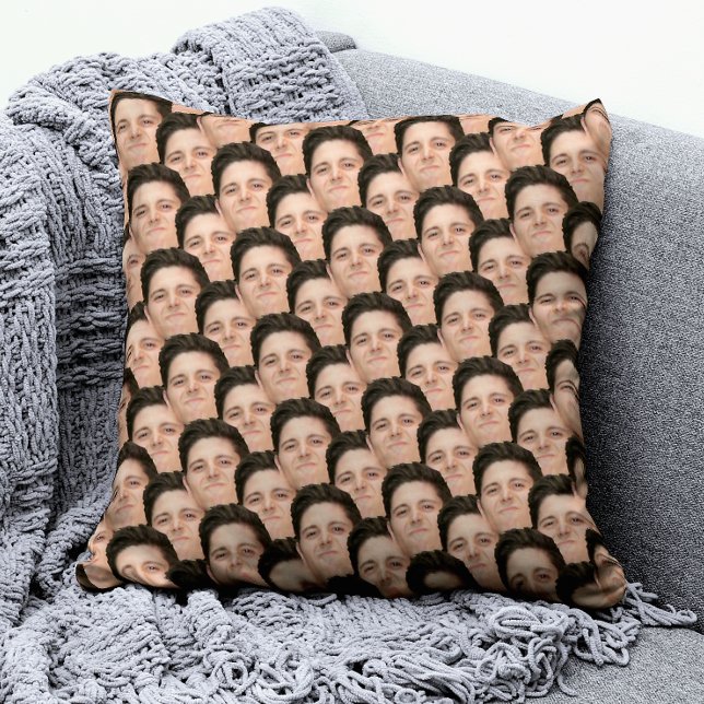 Personalized Funny Overlapping Face Photo Accent Throw Pillow (Creator Uploaded)