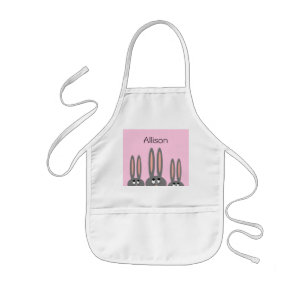 Personalized Funny Peeping Easter Bunnies Pink Kids Apron