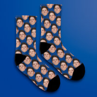 Personalized Funny Photo Face Socks - classic blue