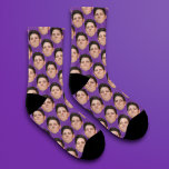 Personalized Funny Photo Face Socks - Purple<br><div class="desc">Make funny socks covered in your face or a friends with this easy to use template. simply upload a cutout of the face or object you with to use with a transparent background, and voila! make sure to crop the image as tightly to the face/object as you can. if you...</div>