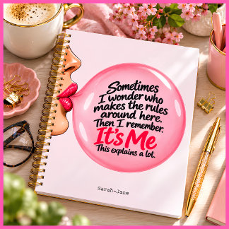 Personalized Funny Pink Bubble Gum Quote Retro Planner