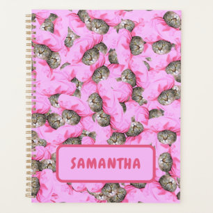 Personalized Funny Pink Cat Planner