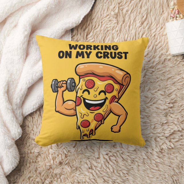 Personalized Funny Pizza Weightlifting Pun  Throw Pillow (Blanket)