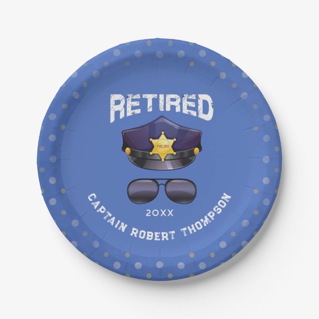 Personalized Funny Police Retirement Party Paper Plate (Front)