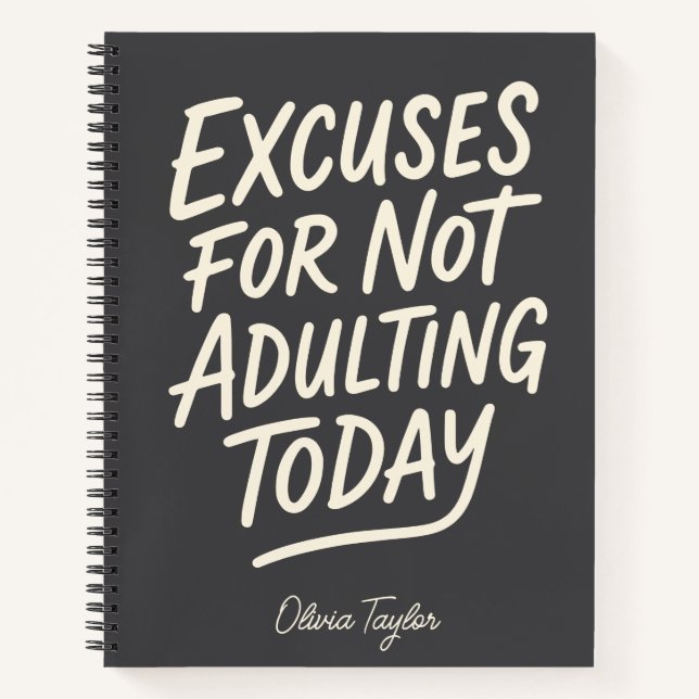 Personalized Funny Procrastination Adulting Quote Notebook (Front)