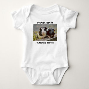 Personalized Funny Protected By Pet Photo Baby Bodysuit