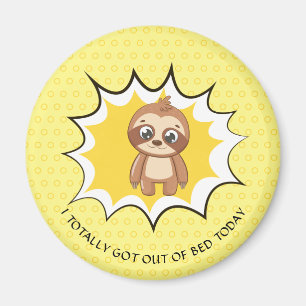 Personalized Funny Quote Yellow Polka Dot Sloth Magnet