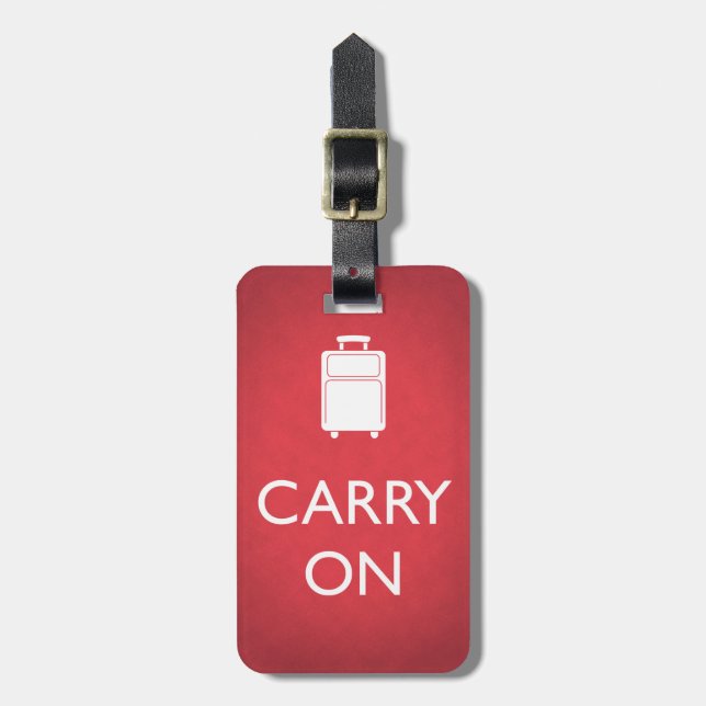 Personalized Funny Red Carry On Luggage Tag (Front Vertical)