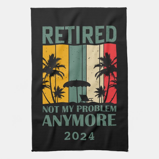 Personalized funny retirement officially retired kitchen towel (Vertical)
