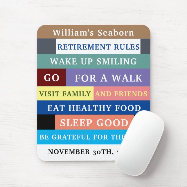 Personalized Funny Retirement Rules Humour Mouse Pad (With Mouse)
