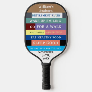 Personalized Funny Retirement Rules Humour Pickleball Paddle