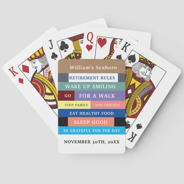 Personalized Funny Retirement Rules Humour Playing Cards (Back)