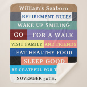Personalized Funny Retirement Rules Humour Sherpa Blanket