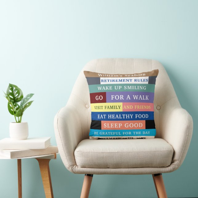 Personalized Funny Retirement Rules Humour Throw Pillow (Chair)