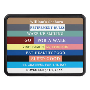 Personalized Funny Retirement Rules Humour Trailer Hitch Cover