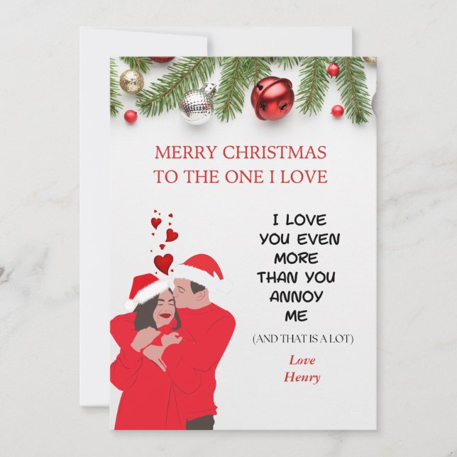 PERSONALIZED FUNNY ROMANTIC HUSBAND/WIFE CHRISTMAS HOLIDAY CARD (Front)