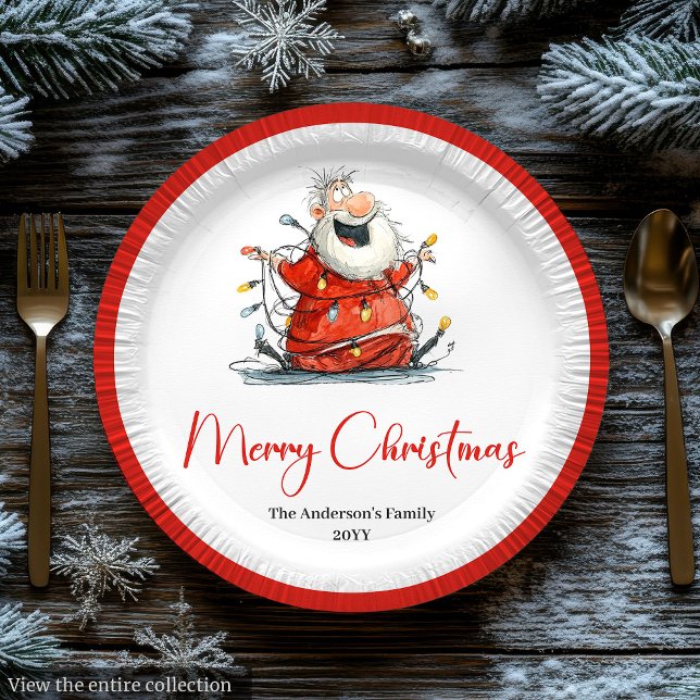 Personalized Funny Santa Claus Holiday Paper Plate (Personalized Funny Santa Claus Holiday Paper Plates

)