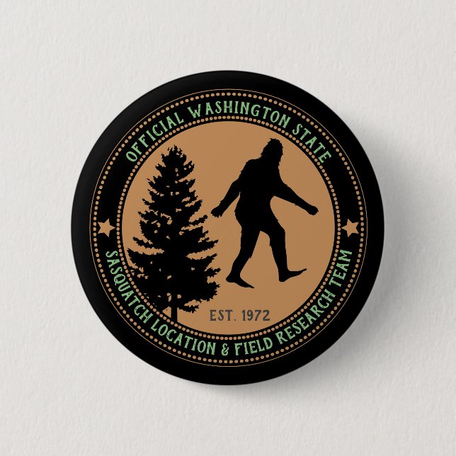 Personalized Funny Sasquatch Location and Research 2 Inch Round Button (Front)