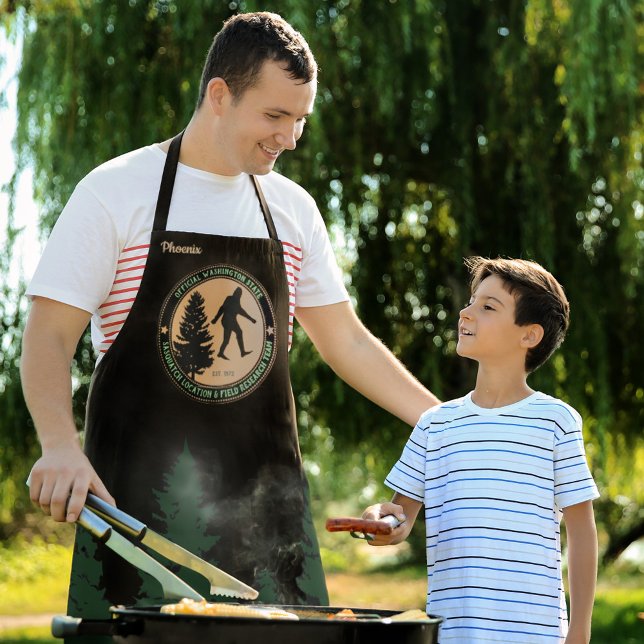 Personalized Funny Sasquatch Location and Research Apron (Creator Uploaded)