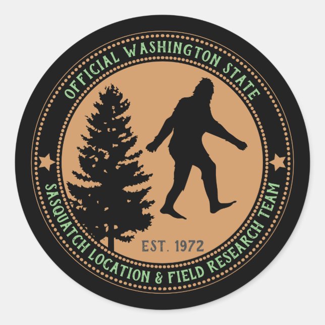 Personalized Funny Sasquatch Location and Research Classic Round Sticker (Front)