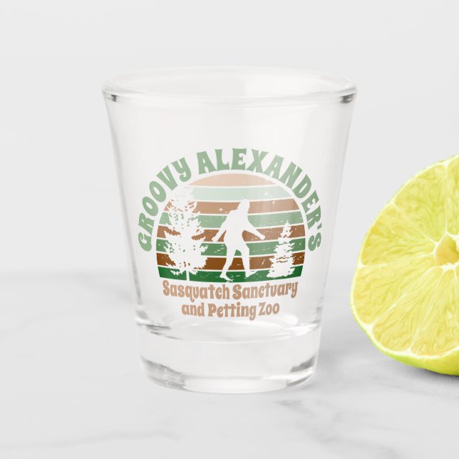 Personalized Funny Sasquatch Sanctuary Shot Glass (Front)