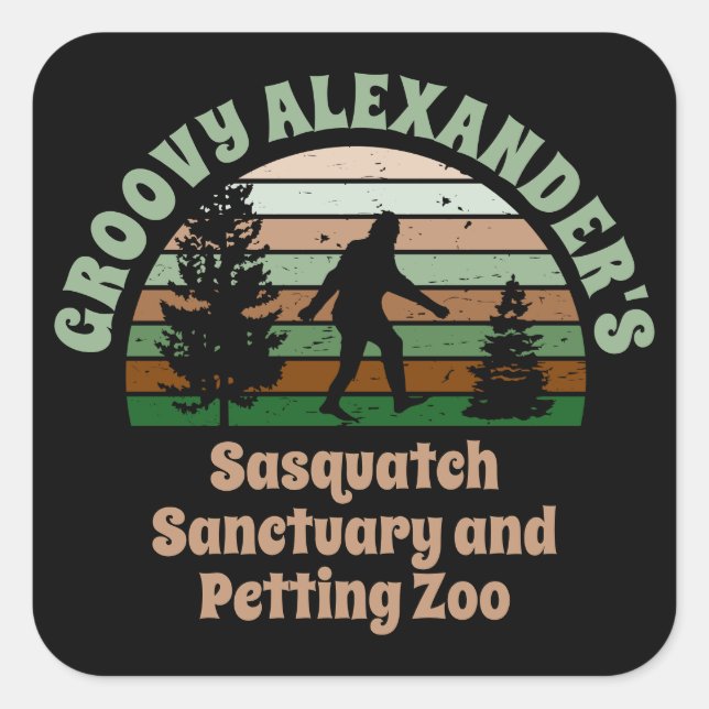 Personalized Funny Sasquatch Sanctuary Square Stic Square Sticker (Front)
