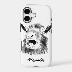 Personalized Funny Screaming Goat Black and White 
