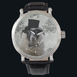 Personalized funny sheep  character watch<br><div class="desc">Easily personalize this funny cute sheep  character wearing black wedding top hat  on a vintage grey and white damask background,  with your name or monogram initials.  Delete the  numbers / numerals if you wish. For matching products and more fun animal characters visit the VINTAGEPRINTSTORE.  Design by Oconnart.</div>