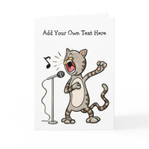 Personalized Funny Singing Cat Greeting Cards