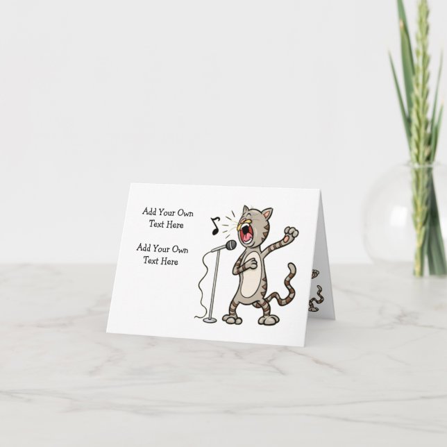 Personalized Funny Singing Cat Note Cards (Front)
