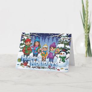 Personalized Funny Snow Scene Holiday Greeting Card