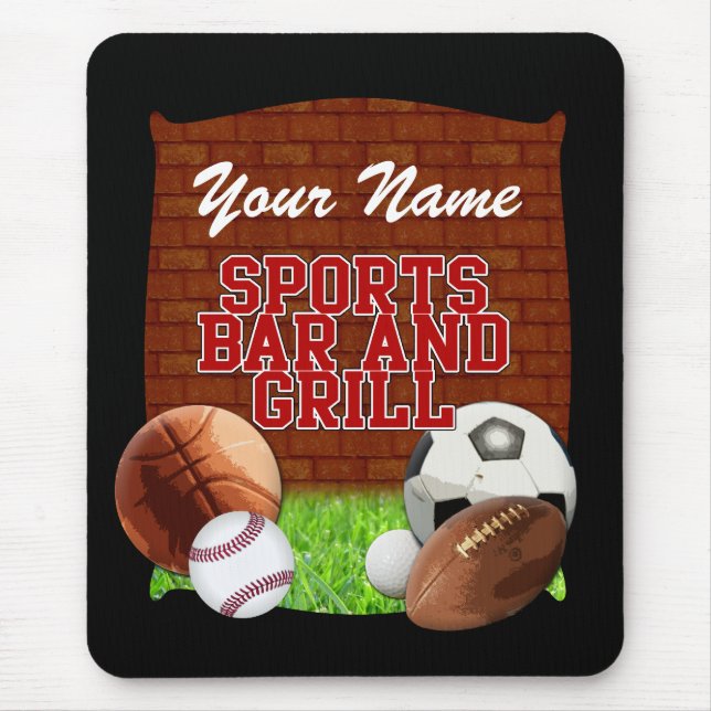 Personalized Funny Sports Bar and Grill Mouse Pad (Front)