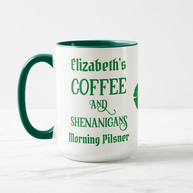 Personalized Funny St Patrick's Day Green Lips Mug (Left)