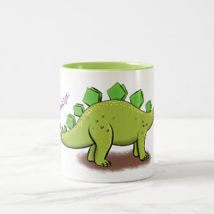 Personalized funny stegosaurus dinosaur cartoon Two-Tone coffee mug