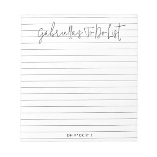 Personalized Funny To Do List Lined  Notepad