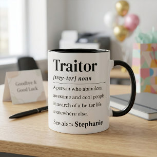 Personalized Funny Traitor Definition Farewell Mug