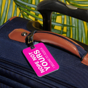 Personalized Funny Travel   Bright Pink Luggage Tag