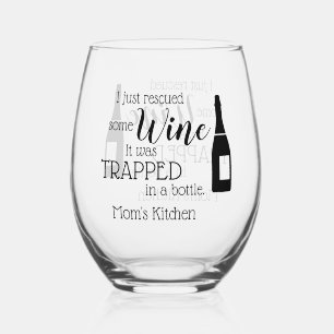 Personalized Funny Wine Lover Quote Mom Kitchen Stemless Wine Glass