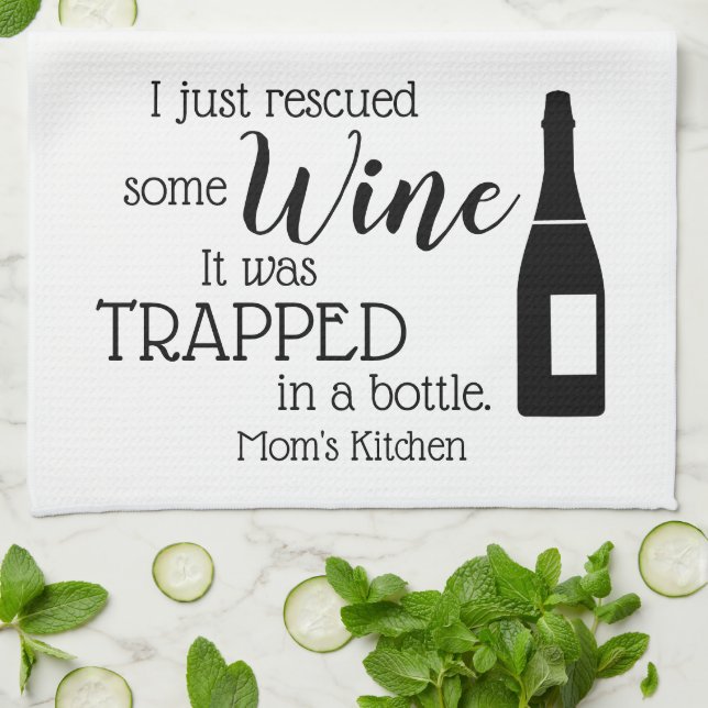 Personalized Funny Wine Lover Quote Mom Kitchen Towel (Folded)