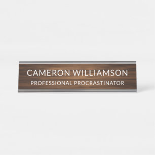 Personalized Funny Wood Panelling Procrastinator Desk Name Plate